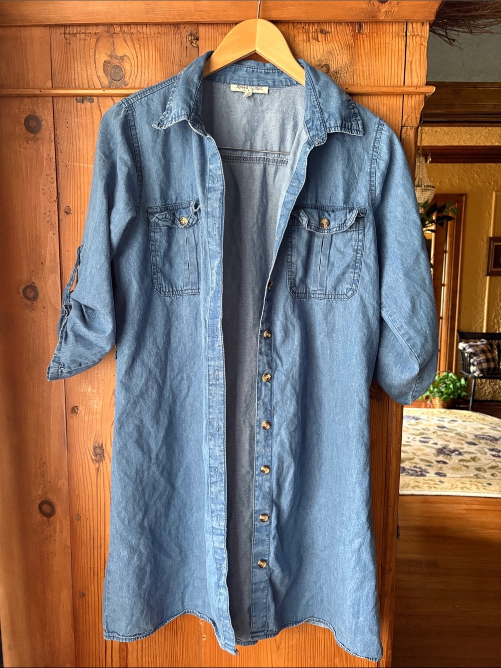Light Blue Denim Shirt Dress - Casual Women's Mini Dress